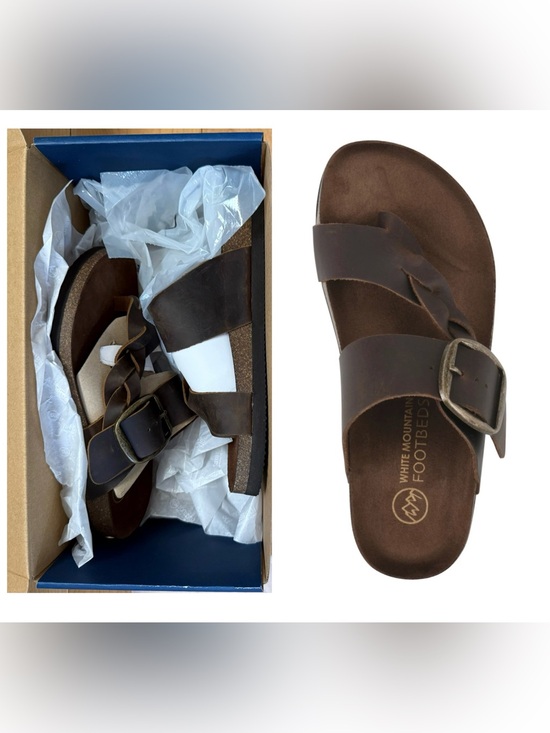 White Mountain Shoes - White Mountain 6 Harleta Brown Leather Footbed Sandal NIB